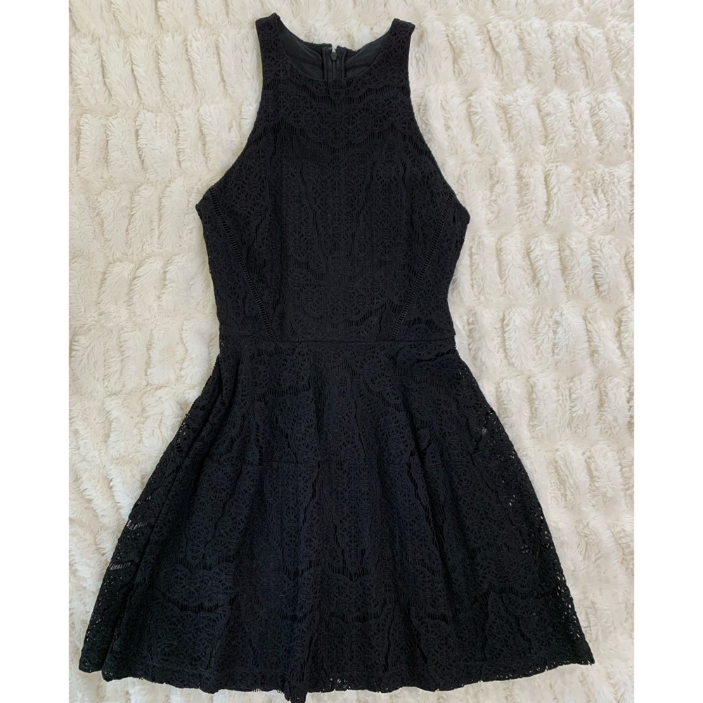 Target Mossimo Black Crochet Fit Flare Mini Dress